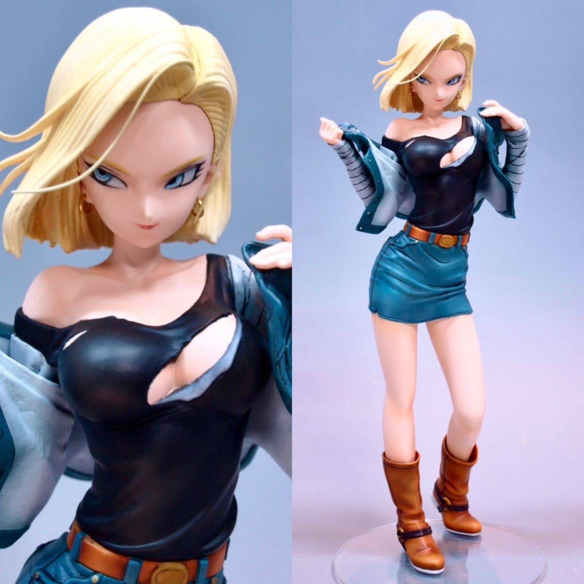 ドラゴンボール 人造人間18号 フィギュア フルリペイント 生脚に変更 前髪追加 ピアス変更 GLITTER&GLAMOURS -ANDROID NO.18- DRAGON BALL_画像1