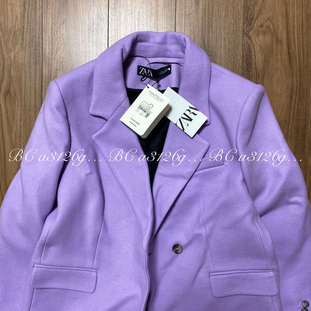 新品 ZARA MANTECO ウールブレンドコート Lサイズ PURPLE 新品 ZARA MANTECO ウールブレンドコート Lサイズ PURPLE