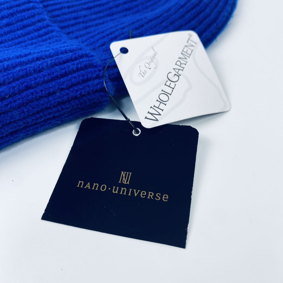 新品 nano・universe WHOLEGARMENT 日本製ニット帽 BLUE フリーサイズ ユニセックス ナノユニバース 帽子 ニット 小物 タグ付き_画像2