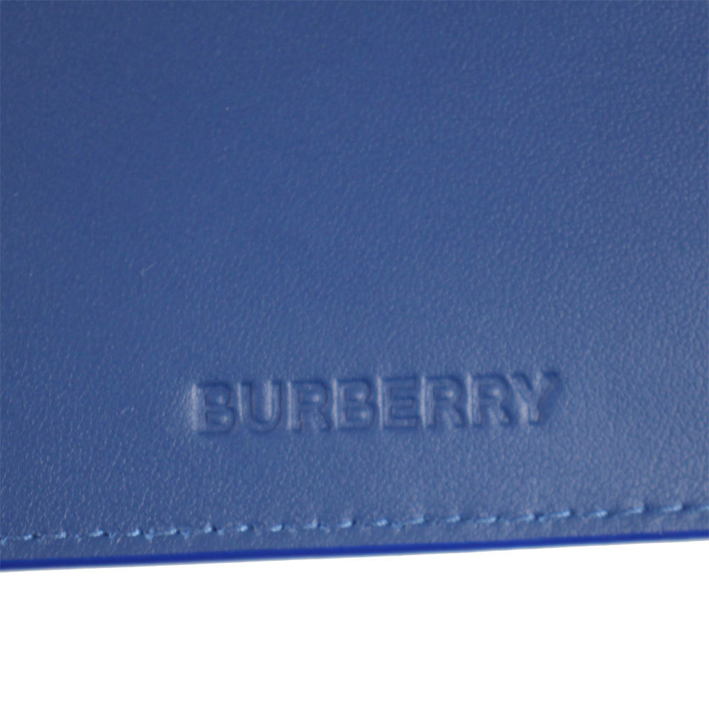 バーバリー 財布 メンズ BURBERRY 二つ折り札入れ エンボスロゴ レザー ブルー系 80715281_画像4