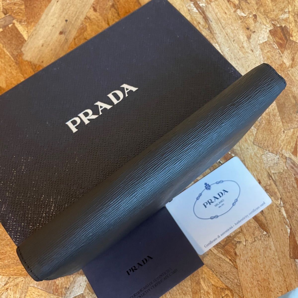 1円 美品 PRADA プラダ ラウンドファスナー 黒　長財布 男女 サフィアーノレザー バイカラー■ブラック■黒■レザー■画像全て付属_画像5