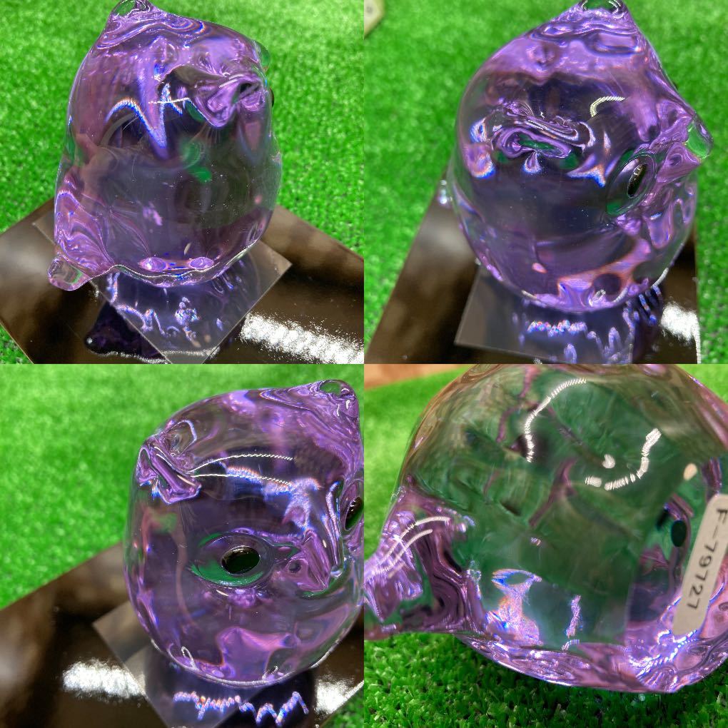 津軽びいどろ 子ふくろう 紫苑 紫 F-79727 縁起物 ハンドメイド 置物 ガラス細工_画像3