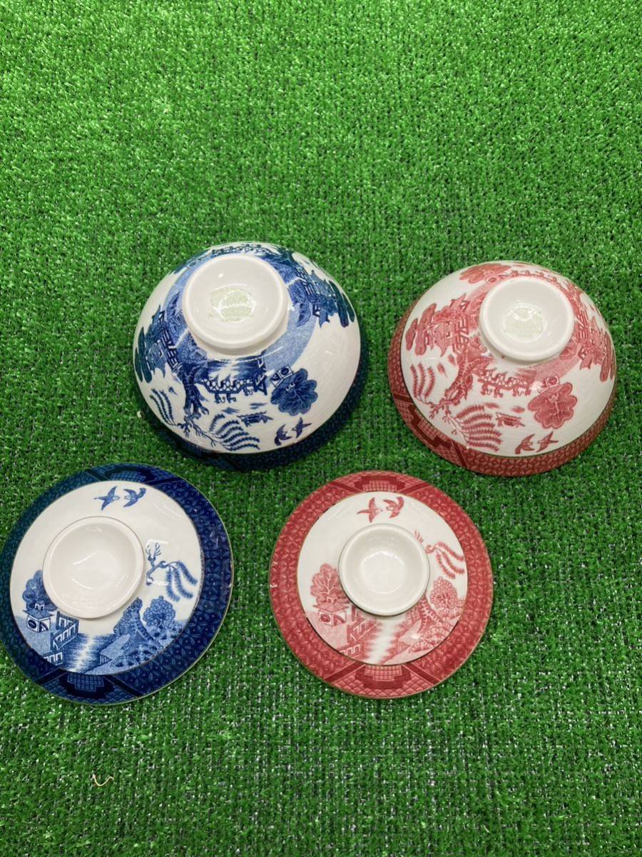 ニッコー ダブルフェニックス 日本硬質陶器 睦揃 茶器 茶碗 ウィロー 日本製 共箱付 未使用品 夫婦茶碗 夫婦湯呑