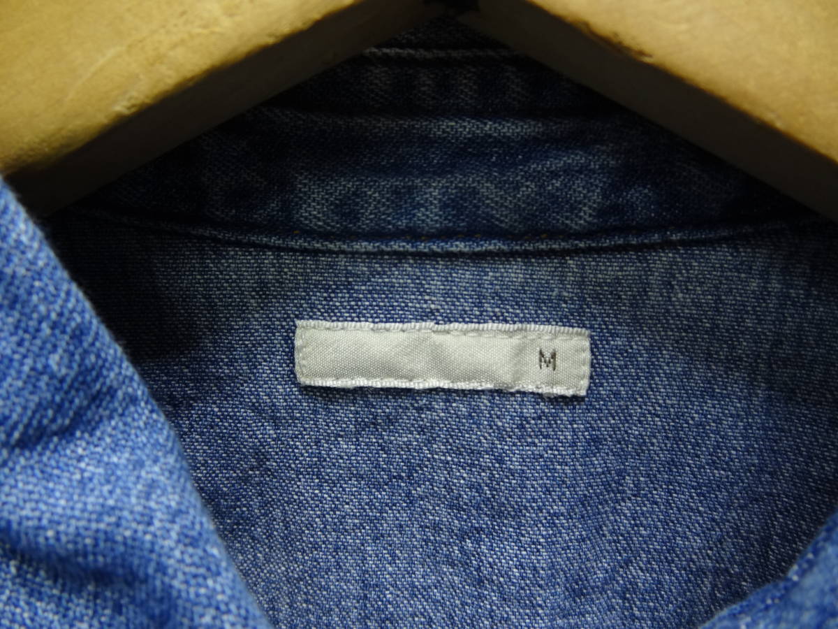 全国送料無料 ジーユー GU メンズ デニム素材 USED加工 スナップボタン ウェスタンシャツ M の画像2