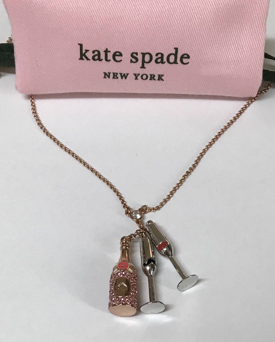 [ storage bag attaching ]kate spade Kate Spade champagne & glass motif necklace 