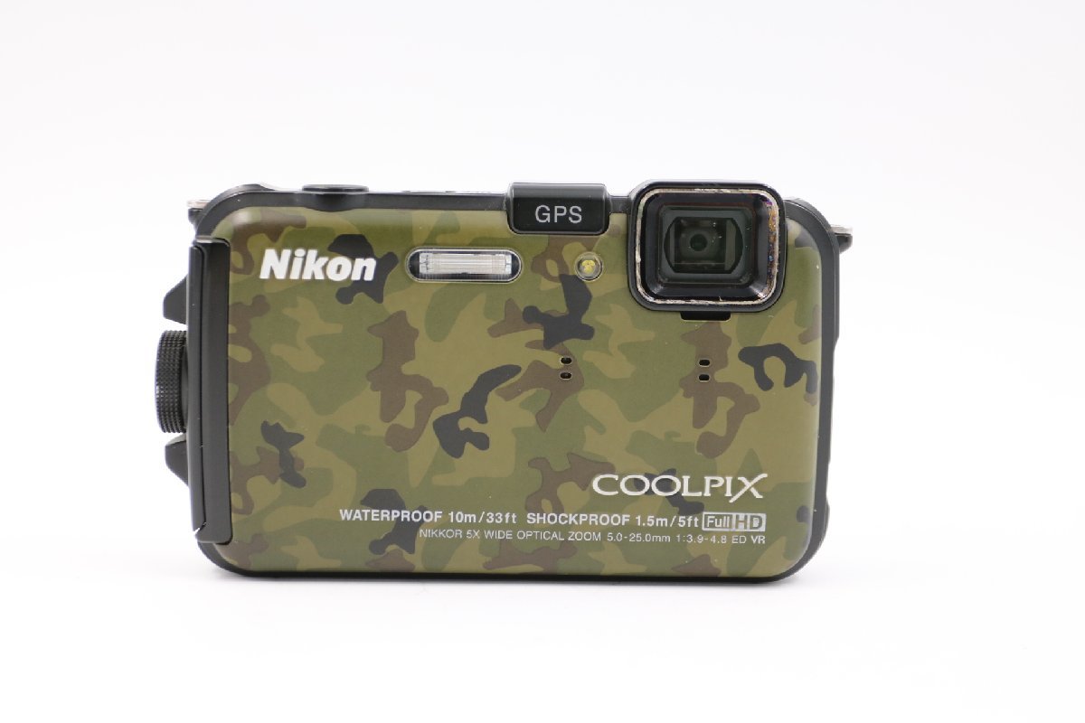 《動作保証》 ニコン Nikon COOLPIX AW100 クールピクス 防水 迷彩 カムフラージュ コンパクト デジタル カメラ コンデジ 純正バッテリー付_画像2