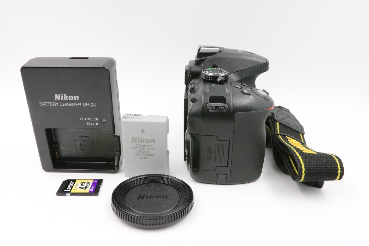 【動作保証】 Nikon ニコン D5300 ボディ デジタル 一眼レフ カメラ 純正 ストラップ 取説 CD-ROM 純正 バッテリー 充電器 SDカード_画像5