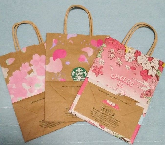 SAKURA スタバ スターバックス ショッパー3枚セット ショップ袋 SAKURA スタバ スターバックス ショッパー3枚セット ショップ袋