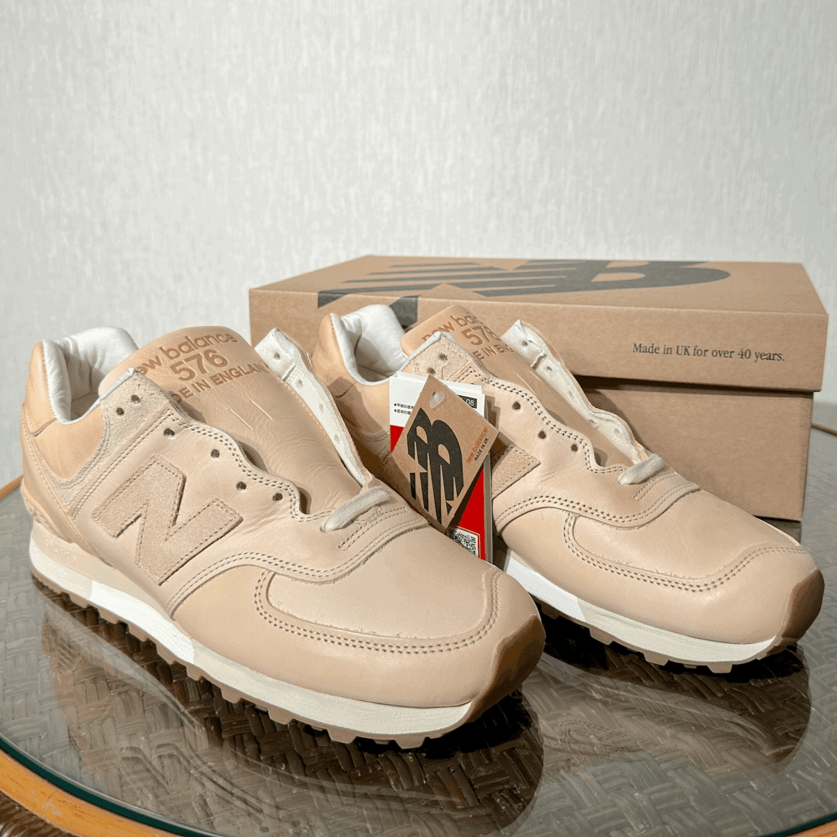 国内正規品 UK製 New Balance OU576VT ベジタブルタンニンレザー US10.5 28.5cm イギリス英国製 NB 限定M576 スニーカー Made In England_画像1