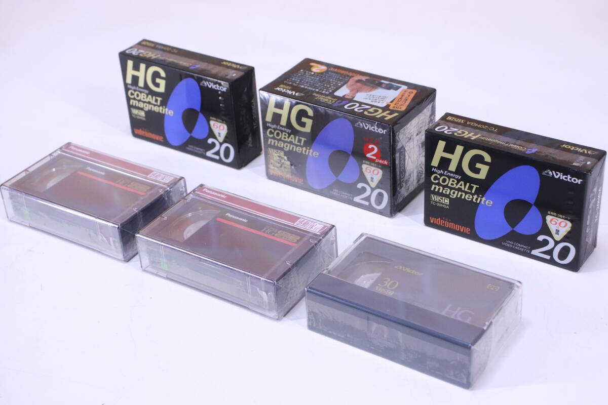  unused! VHS-C videotape all 7 pcs set Victor×5ps.@Panasonic× 2 ps HG unopened long-term keeping goods #(F8841)