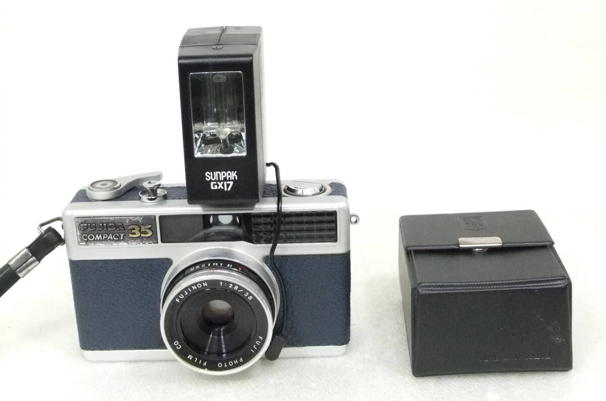 FUJICA フジカ COMPACT 35（FUJINON 2.8/38mm）と SUNPAK GX17 ストロボ ともに動くジャンク E097の画像1