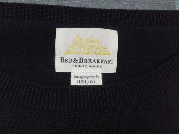 bed&breakfast レディース 日本製 アクリルウールニット 袖切替 七分袖セーター USUAL 黒ベージュ_画像2