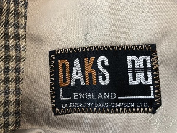 DAKS ダックス メンズ 肩パッド 日本製 チェック柄 サイドベンツ ジャケット 92A5 カーキ系 春秋_画像2