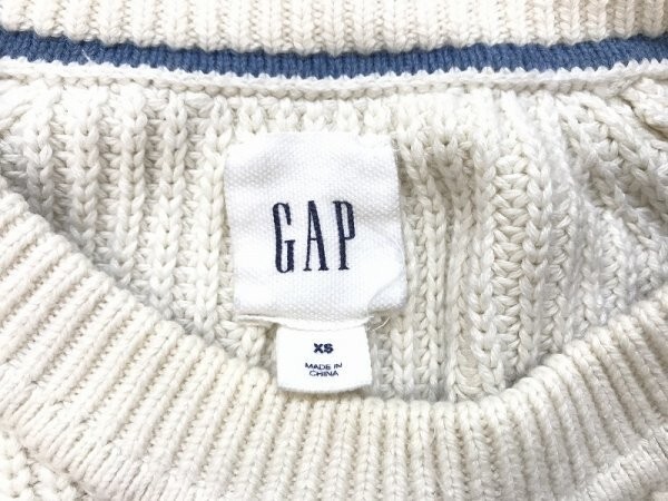 GAP ギャップ メンズ リブ セーター コットン シンプル 小さいサイズ XS アイボリー_画像2