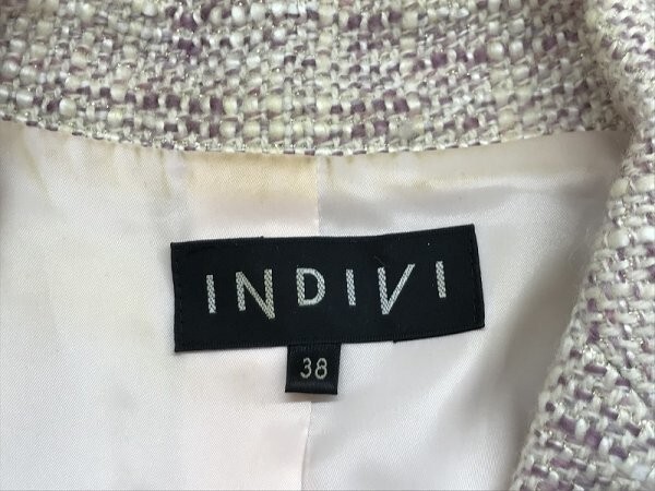 INDIVI インディヴィ レディース ツイード スカート&ジャケット 上下セットアップ 38 ピンク白金_画像2
