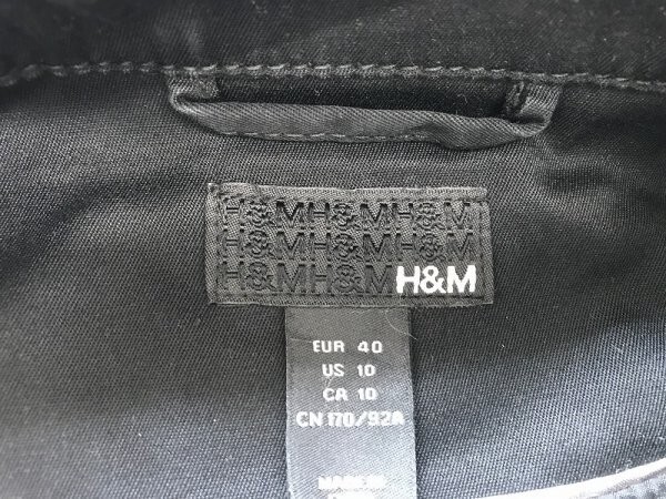 H&M エイチアンドエム レディース 比翼ボタン・ジップ ツイルジャケット 40 黒_画像2