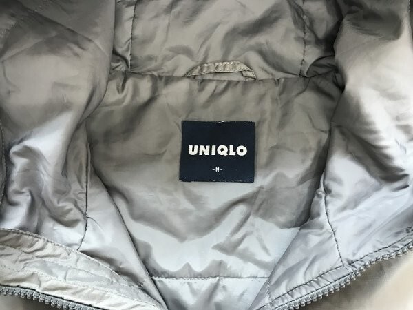 UNIQLO ユニクロ メンズ 中綿 ポリエステル ジップ フード付き ジャケット M グレー_画像2