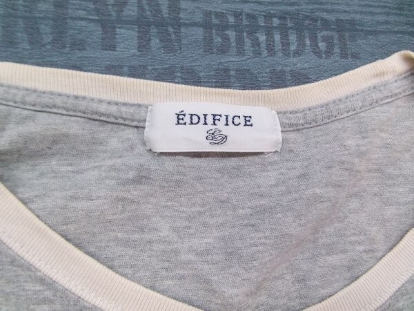 EDIFICE エディフィス メンズ プリント ロンT 長袖Tシャツ 38 グレー_画像2