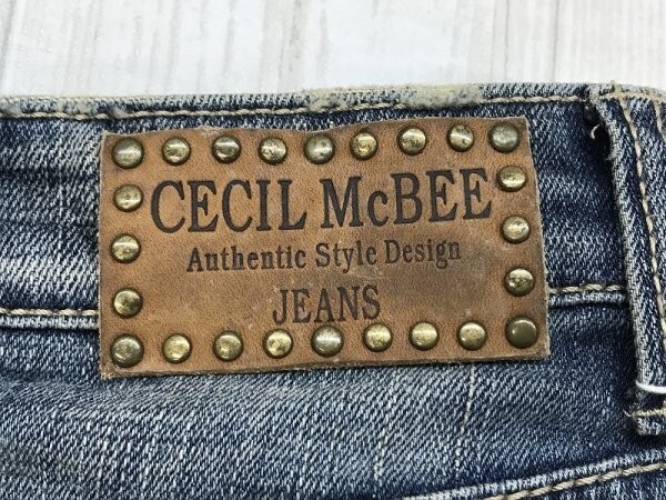 CECIL McBEE セシルマクビー レディース バック刺繍 デニムタイトスカート S 青_画像2