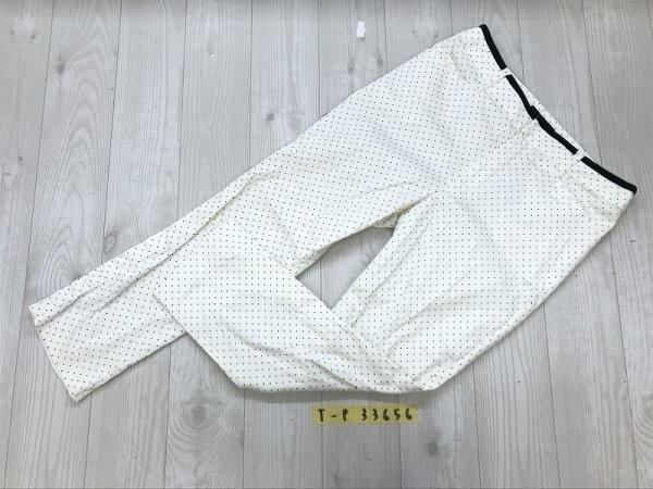 23区 SPORT レディース ドット柄 クロップド丈 ゴルフ パンツ 64 アイボリー紺_画像1