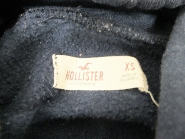 HOLLISTER ホリスター レディース ロゴワッペン 裏起毛 スウェットパーカー ネイビー 紺 XS_画像2