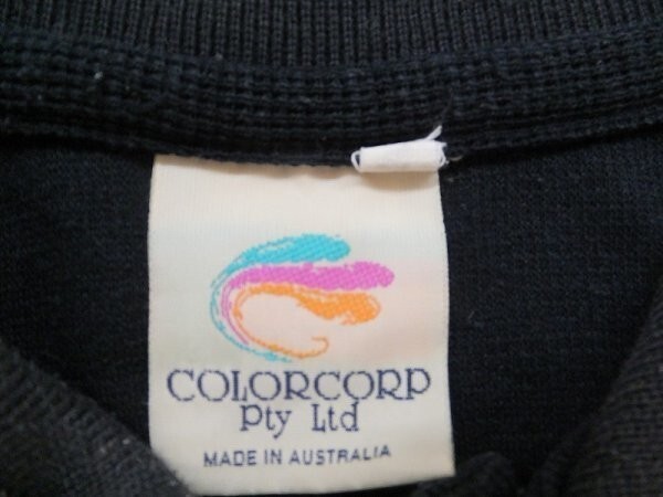 COLORCORP Pty Ltd メンズ オーストラリア製 英字刺繍 ハーフボタン 半袖ポロシャツ S 黒_画像2