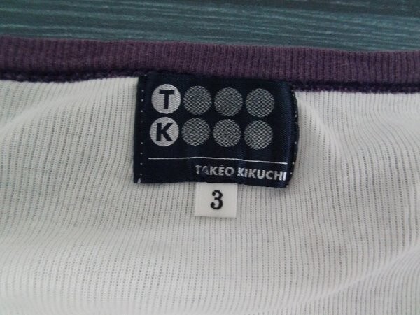 TK MIXPICE タケオキクチ メンズ ラグラン ロンT 長袖Tシャツ 3 白紫_画像2