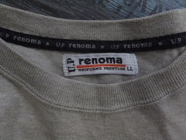 U.P renoma レノマ メンズ ロゴ刺繍 半袖Tシャツ 大きいサイズ LL 杢ベージュ_画像2