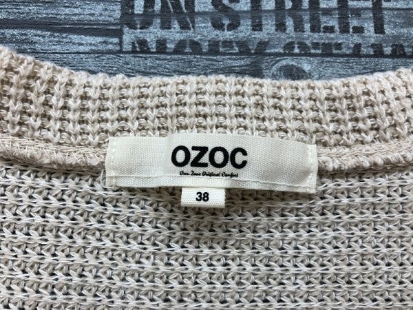 OZOC オゾック レディース 胸ポケット ニット やや透け カットソー 38 ベージュ_画像2
