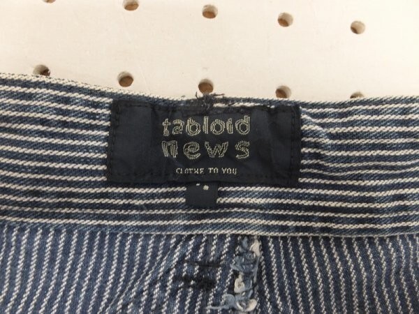 TABLOID NEWS タブロイドニュース メンズ 日本製 バックビッグポケット ヒッコリーデニムジーンズパンツ 2 紺白の画像2