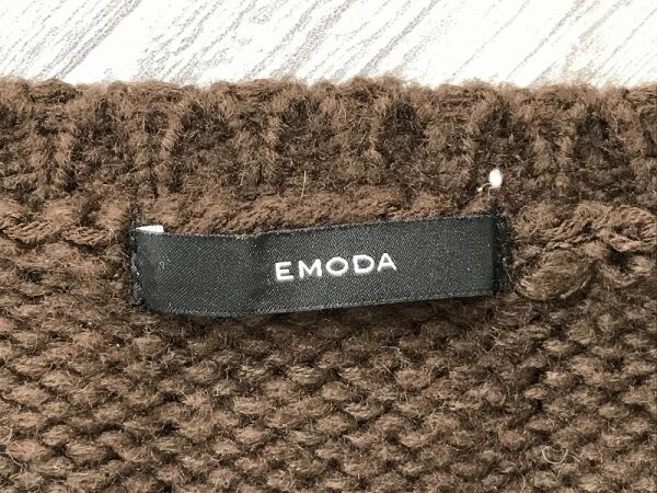 EMODA エモダ レディース Vネック フリンジ付き ニットセーター F 茶色_画像2