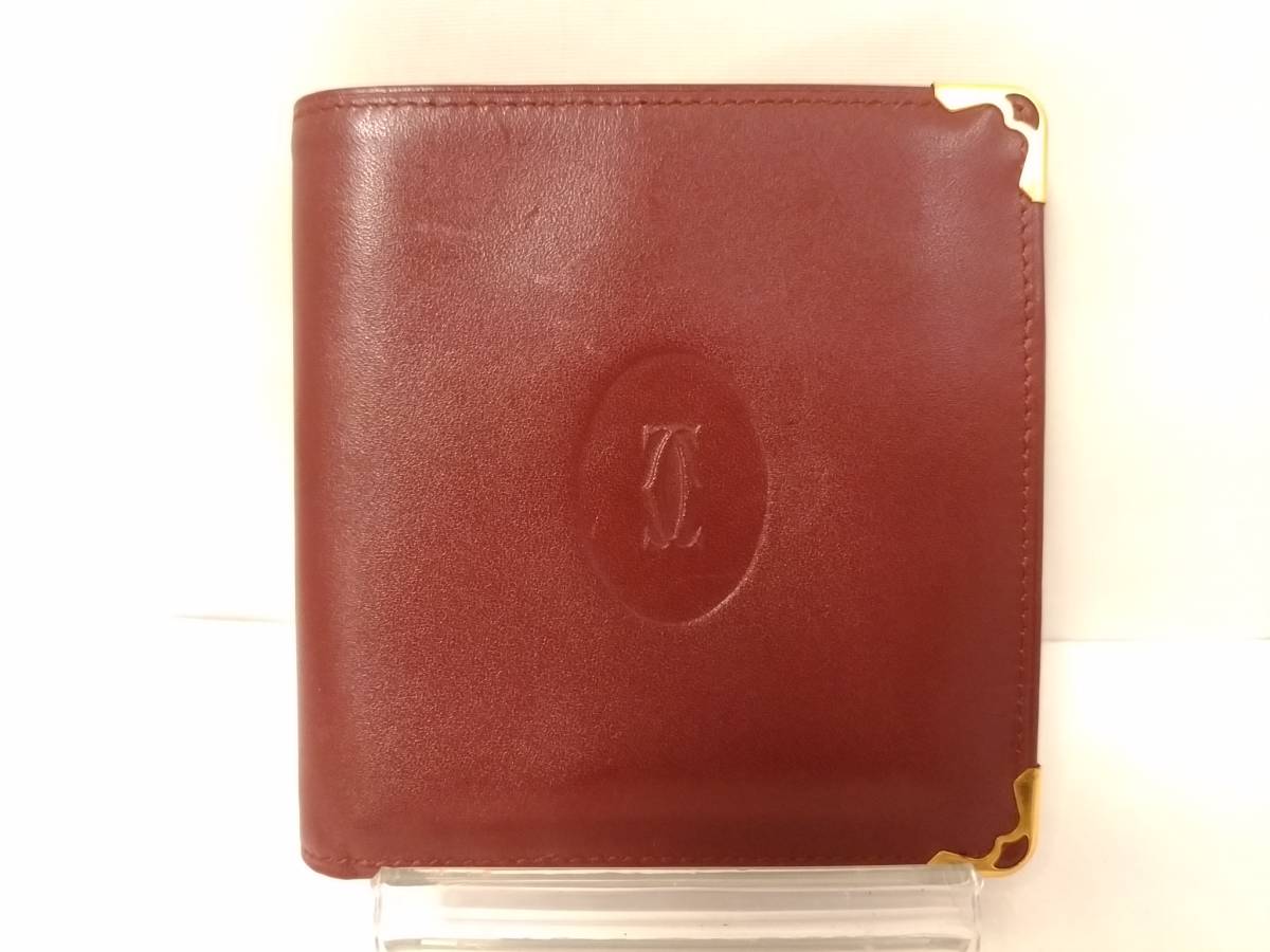 【美品】Cartier カルティエ must de Cartier マストドゥカルティエ 二つ折り財布/コンパクトウォレット/本革レザー/Gカード付/02SH013001_画像2