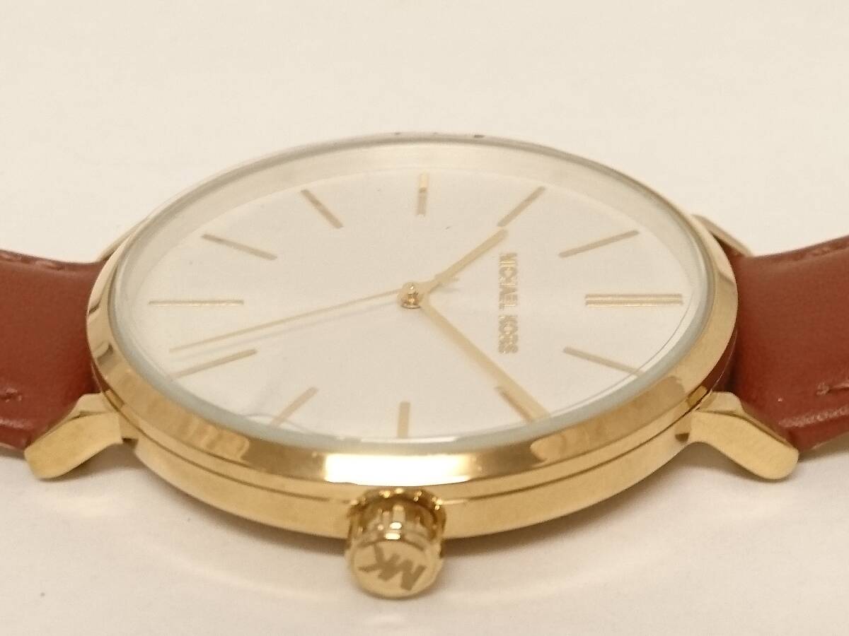 【新品】MICHAEL KORS マイケルコース MK-7149 クォーツ腕時計/ホワイト文字盤/ラウンド/3針/リストウォッチ/本革レザーベルト/01YZ021403_画像3