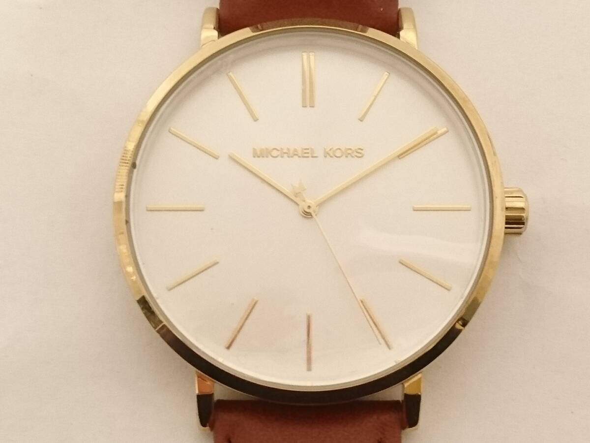 【新品】MICHAEL KORS マイケルコース MK-7149 クォーツ腕時計/ホワイト文字盤/ラウンド/3針/リストウォッチ/本革レザーベルト/01YZ021403_画像2