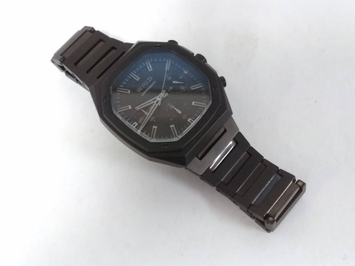 【超美品】SEIKO セイコー WIRED ワイアード VD54-KNH0 クロノグラフ クォーツ 腕時計/作動中/ケース付き/コマ揃い/ブラック/01YZ022103_画像7