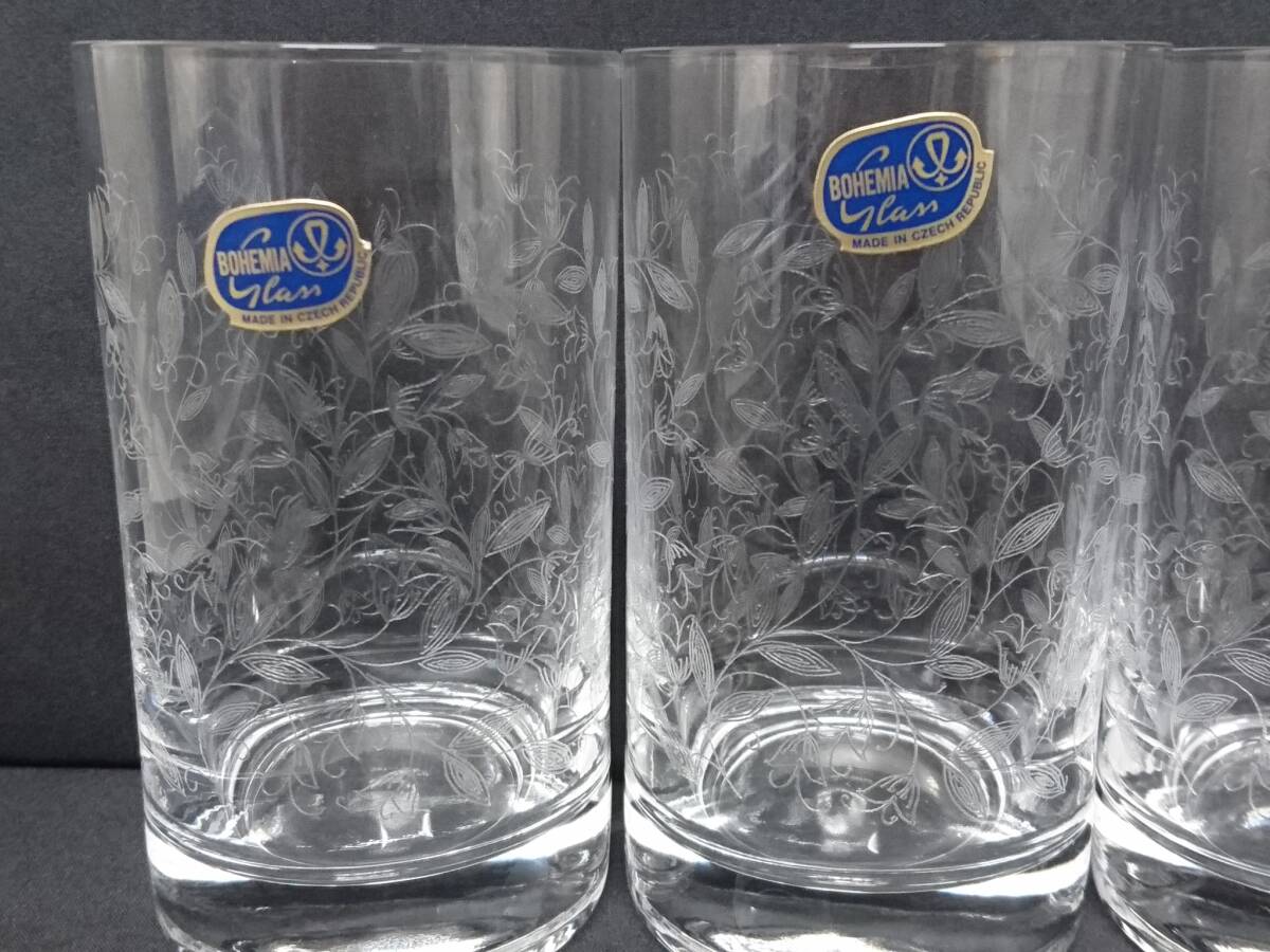 【新品】BOHEMIA GLASS ボヘミアグラス タンブラー 計5客/ガラス食器/カップ/コップ/高さ約11cm/チェコ共和国/クリスタルガラス/LYS10-8_画像3