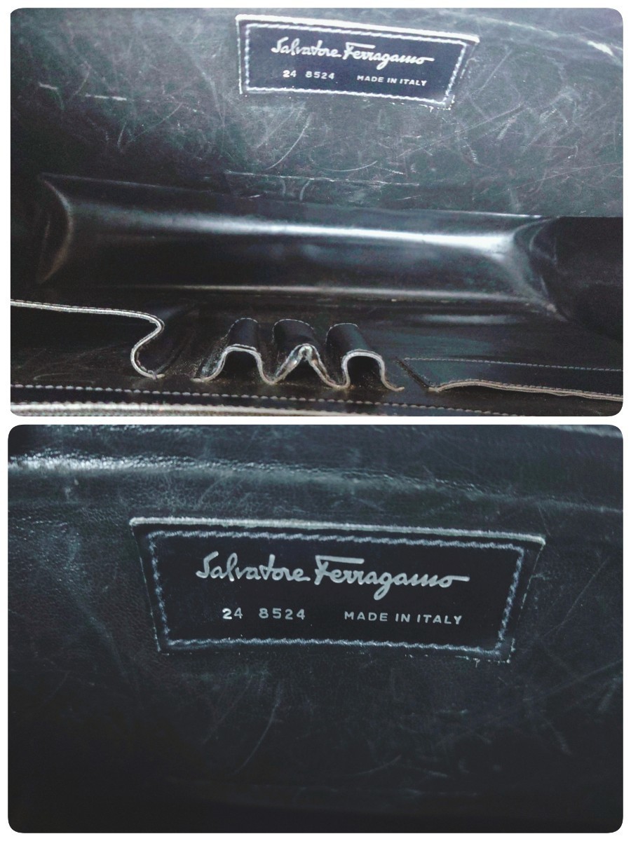 [ top class. manner .] Salvatore Ferragamo Ferragamo 2way men's leather business bag black briefcase shoulder bag A4 possible 