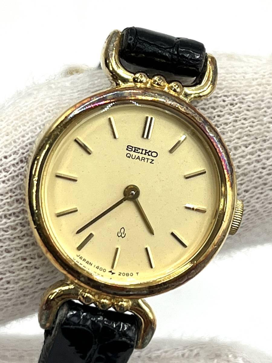 電池切れ】SEIKO セイコー 1400-0500 クォーツ腕時計 ゴールド 電池切れ】SEIKO セイコー 1400-0500 クォーツ腕時計 ゴールド