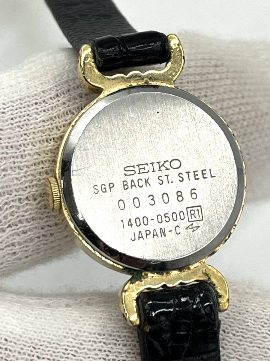 【電池切れ】SEIKO セイコー　1400-0500　クォーツ腕時計　ゴールド文字盤　レディース　ケース：1.9　_画像2