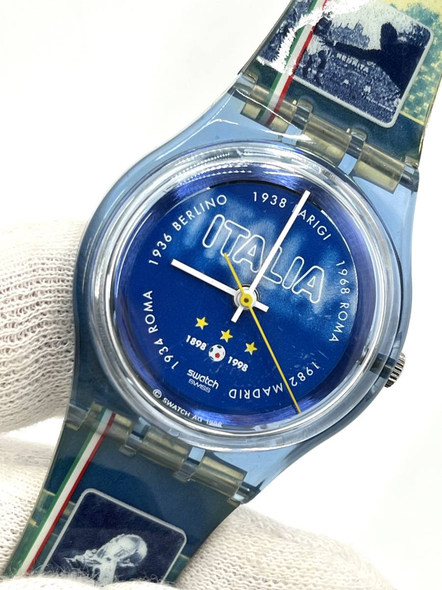 【電池切れ】Swatch　スウォッチ　イタリアサッカー協会100周年記念　腕時計 クオーツ　裏スケ　ケース：3.0