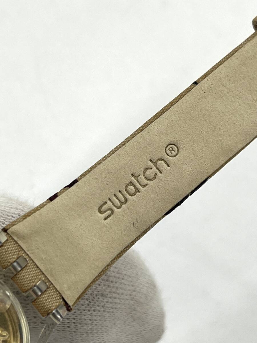 【電池切れ】Swatch スウォッチ クォーツ腕時計 刺繍 ライトブラウン文字盤 裏スケ ユニセックス ケース：2.2 の画像3