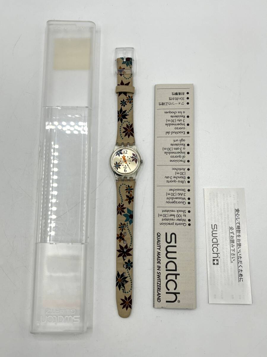 【電池切れ】Swatch スウォッチ クォーツ腕時計 刺繍 ライトブラウン文字盤 裏スケ ユニセックス ケース：2.2 の画像8