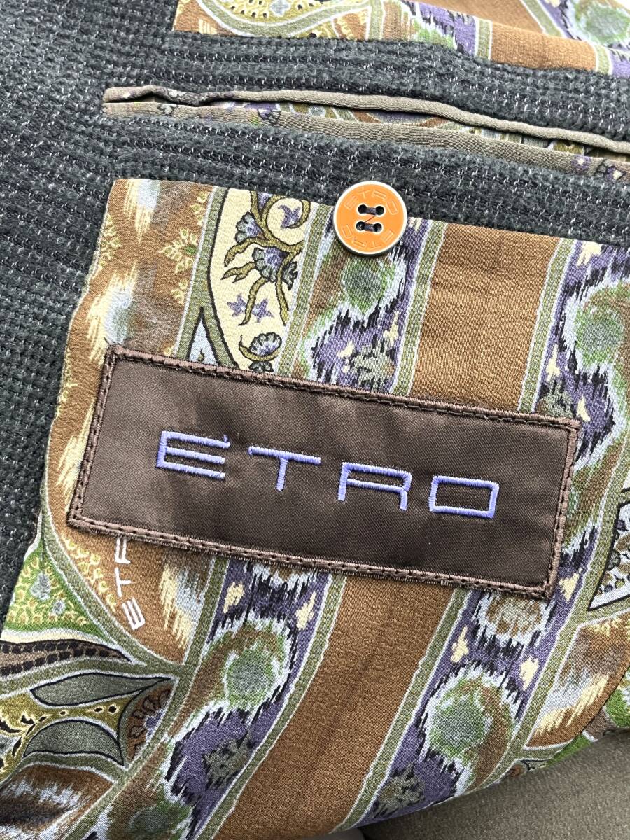 【中古美品】ETRO　エトロ　132-1G888-0095　ウールジャケット　コーデュロイ　グレー系　裏地ペイズリー　46