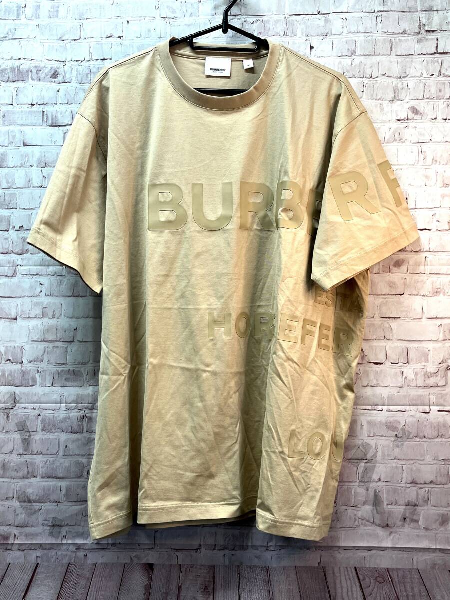 【中古美品】BERBERRY　バーバリー　21SS ベージュ 8051240 ホースフェリープリントロゴTシャツ ベージュ M トップス コットン メンズ