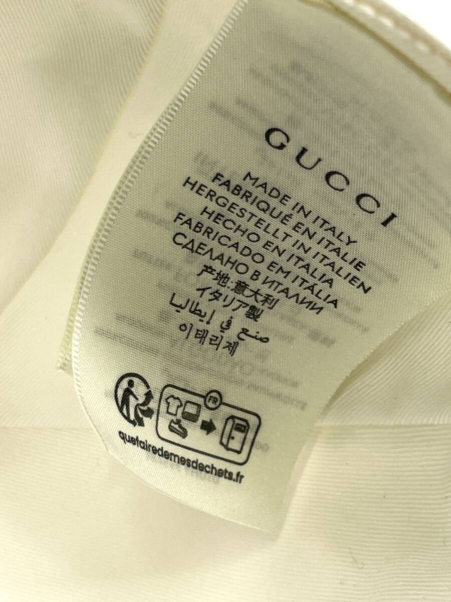 美品】GUCCI グッチ ホワイト 白 インターロッキングGロゴ 刺繍 美品】GUCCI グッチ ホワイト 白 インターロッキングGロゴ 刺繍