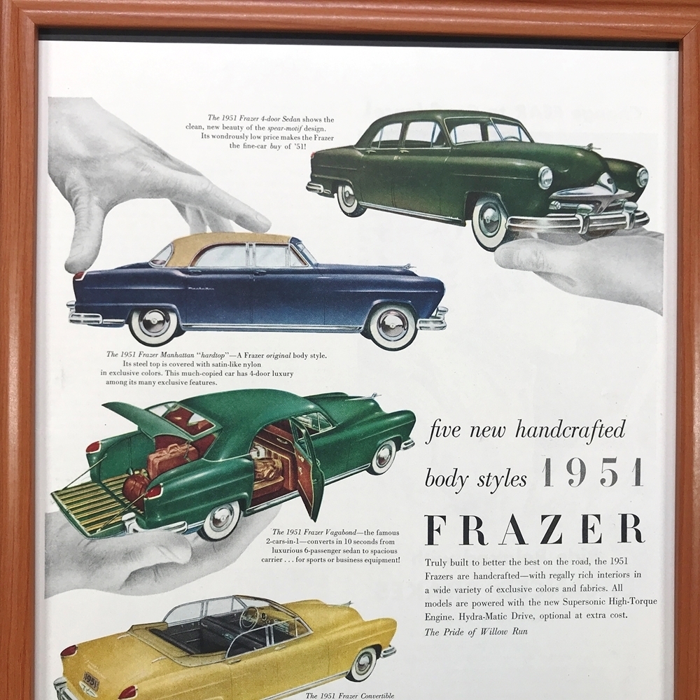 ■即決◆1951年(昭和26年) KAISER FRAZER カイザー フレイザー LINE UP【B4-2588】アメリカ ビンテージ雑誌広告【B4額装品】当時物★同梱可_画像4