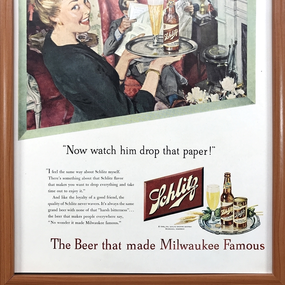 ■即決◆1948年(昭和23年) Schlitz Beer シュリッツ ビール【B4-6110】アメリカ ビンテージ 雑誌広告【B4額装品】当時物/本物広告 ★同梱可_画像5