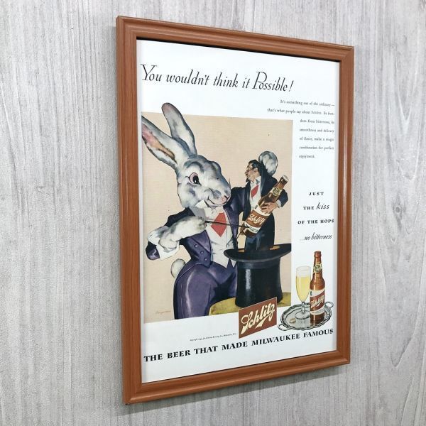 ■即決◆1945年(昭和20年) Schlitz Beer シュリッツ ビール【B4-6102】アメリカ ビンテージ 雑誌広告【B4額装品】当時物/本物広告 ★同梱可_画像2