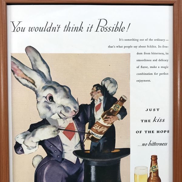 ■即決◆1945年(昭和20年) Schlitz Beer シュリッツ ビール【B4-6102】アメリカ ビンテージ 雑誌広告【B4額装品】当時物/本物広告 ★同梱可_画像4