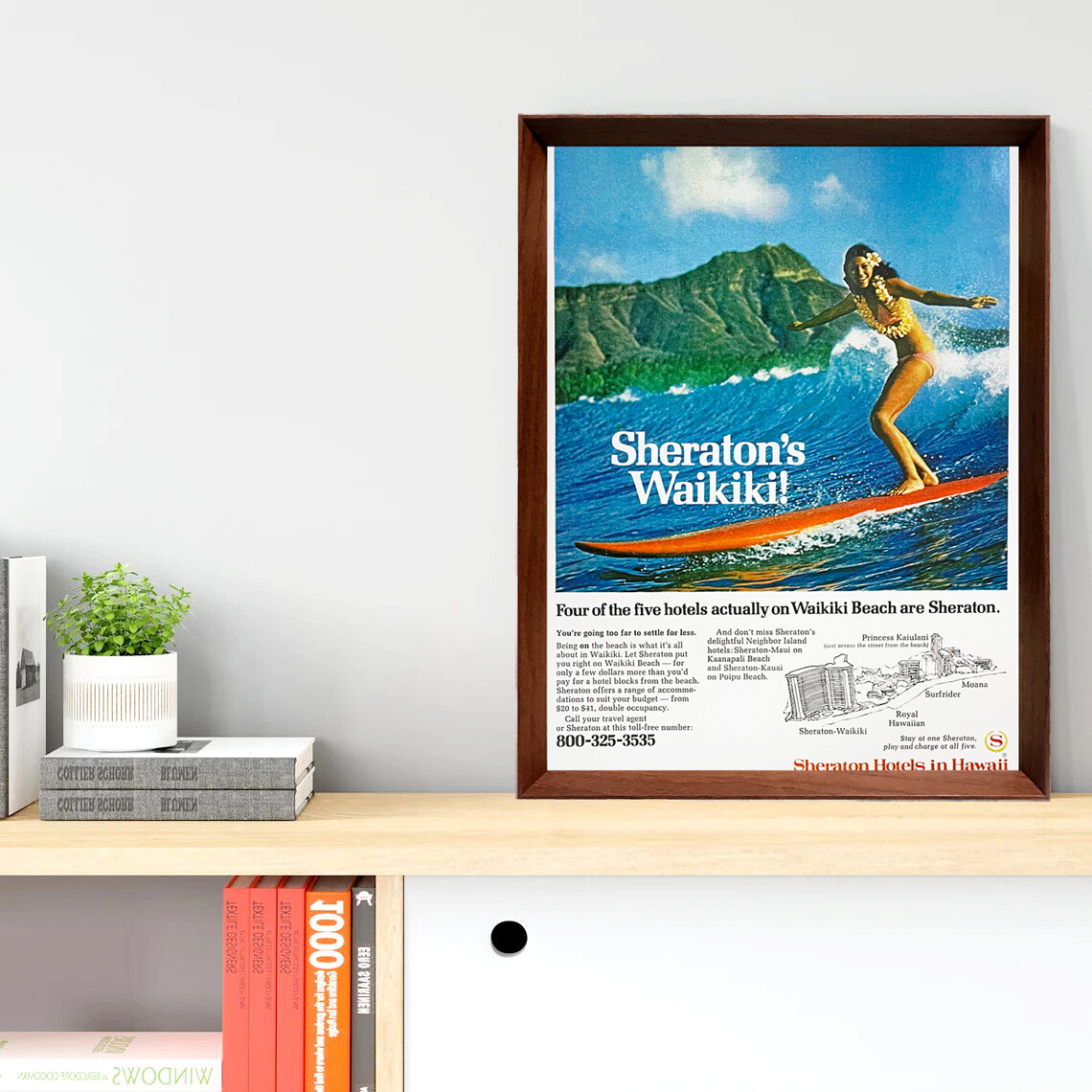  ハワイ サーフィン 広告 ポスター 1960年代 アメリカ ヴィンテージ 【額付】_画像2